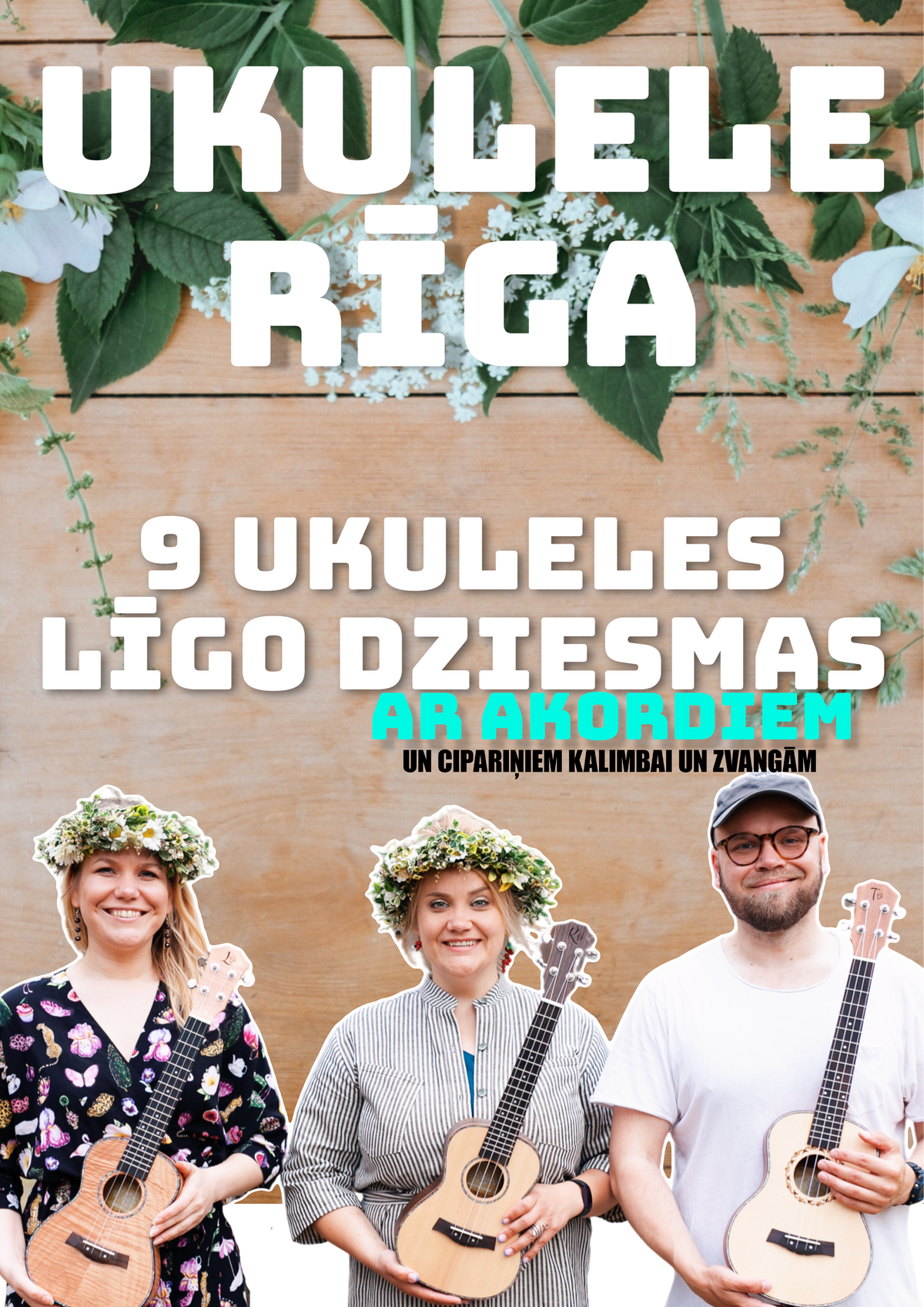 PDF book: 9 UKULELE LĪGO SONGS with chords and numbers for Kalimba and Zvanga (Video samples for Ukulele and Guitar)