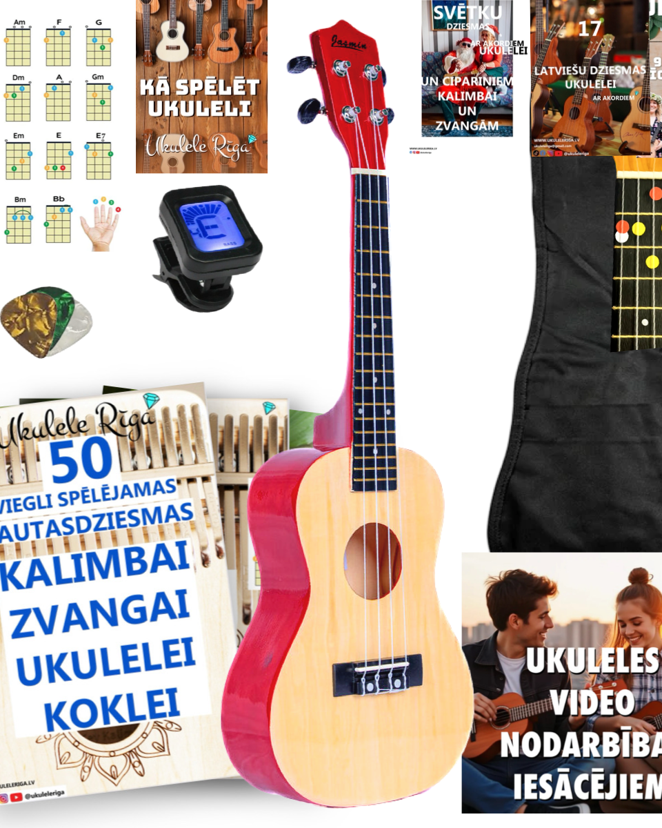 Complete Concert-Size Ukulele Set for Beginners, Jasmin Natural
