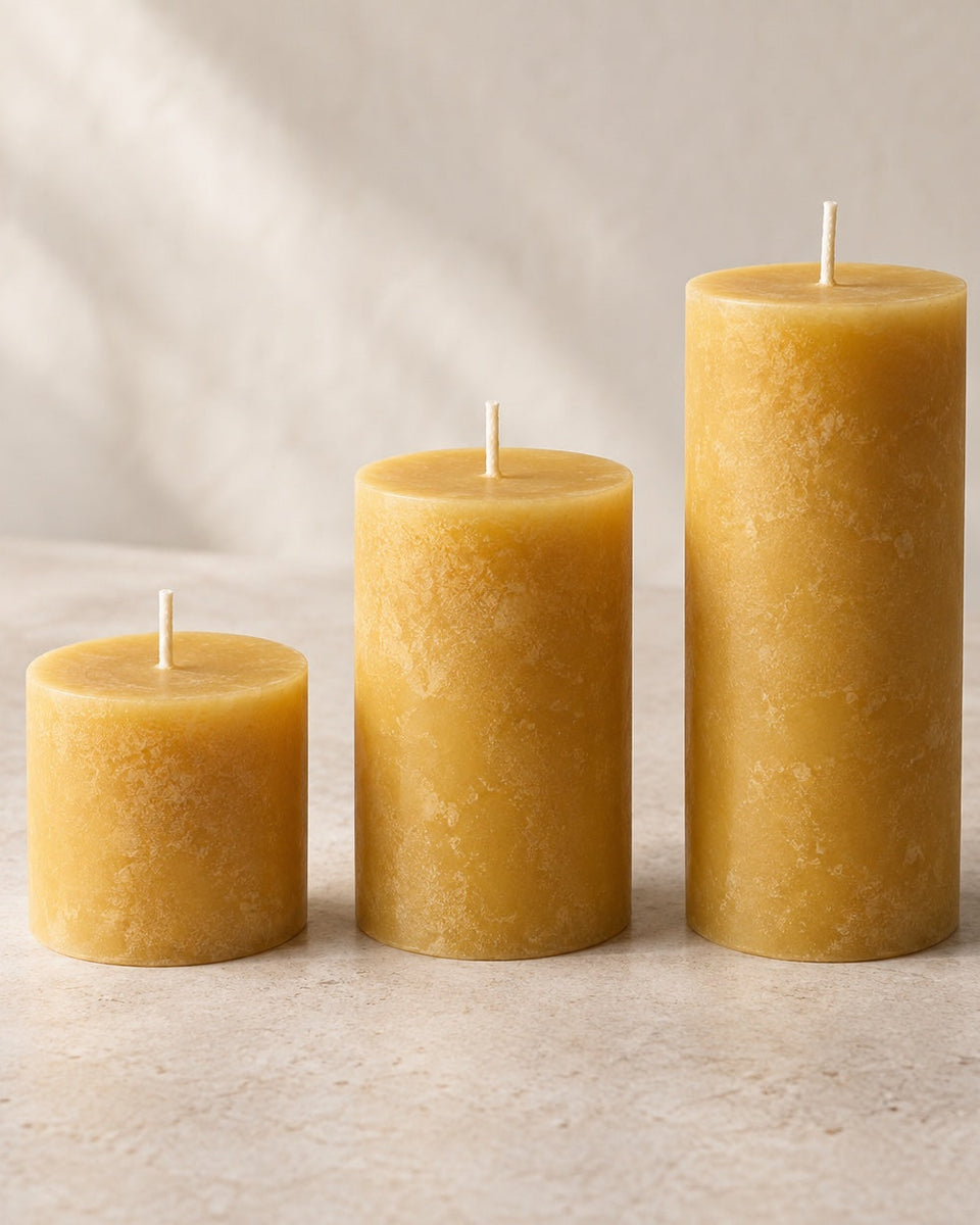 Beeswax candle set “Saule”, 3 pieces