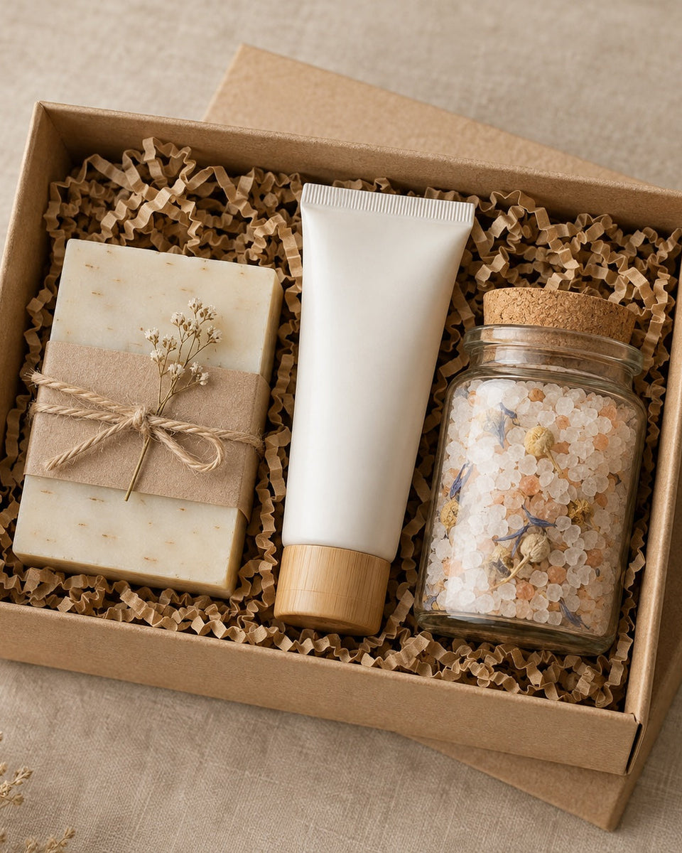 Birch and oat gift set: soap, hand cream and bath salt