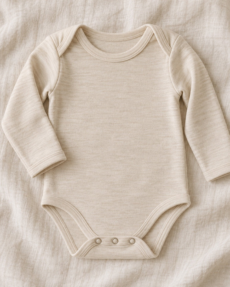 Organic merino baby body, long sleeves