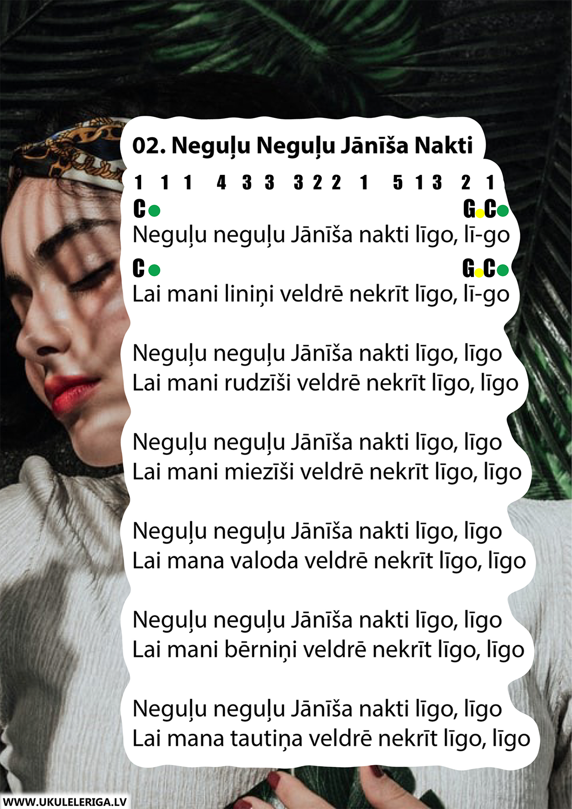 PDF book: 9 UKULELE LĪGO SONGS with chords and numbers for Kalimba and Zvanga (Video samples for Ukulele and Guitar)