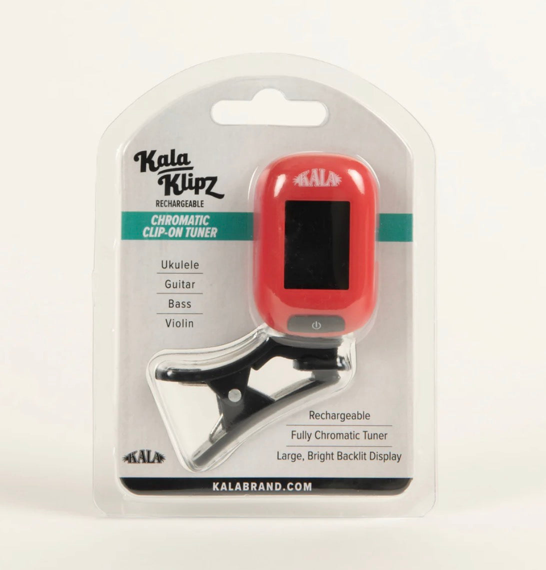Kala Klipz Rechargeable Chromatic Tuner UKULELE TUNER USB-C RECHARGEABLE Red