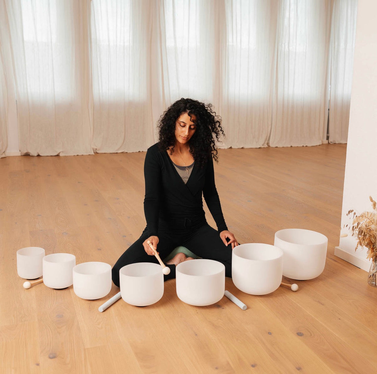 Singing Crystal Bowl Large Chakra Set 14”–7” in the 432 Hz System