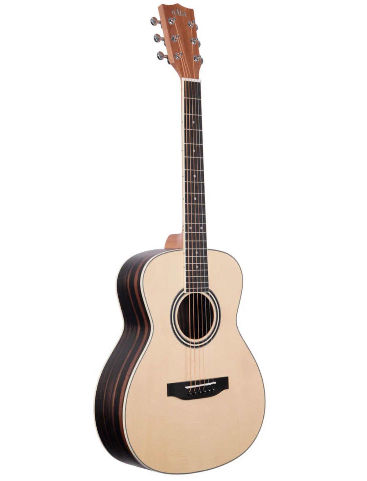 KALA Solid Spruce Top Ebony Orchestra Mini 3/4 Size Acoustic Guitar + Gig Bag