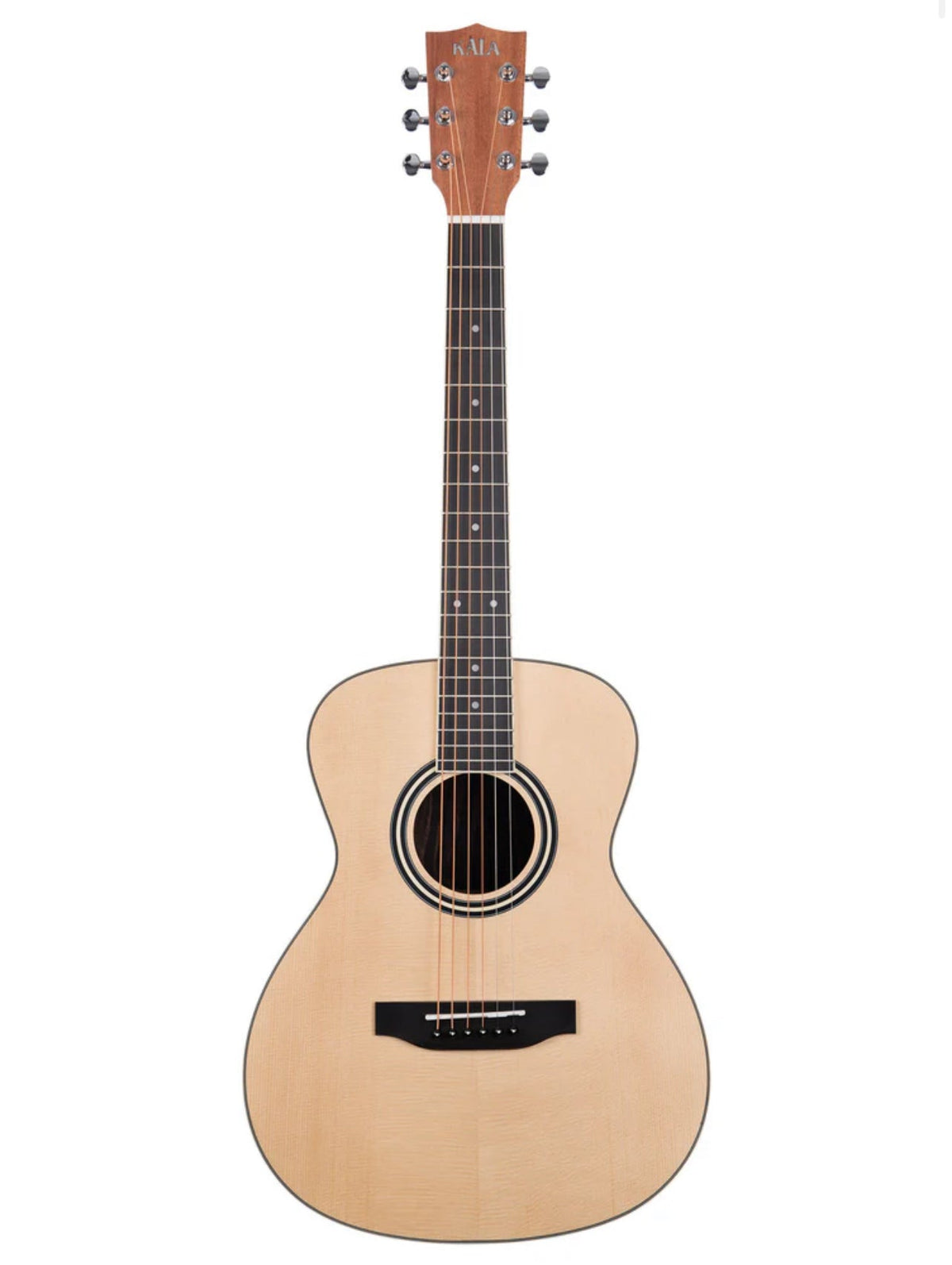 KALA Solid Spruce Top Ebony Orchestra Mini 3/4 Size Acoustic Guitar + Gig Bag