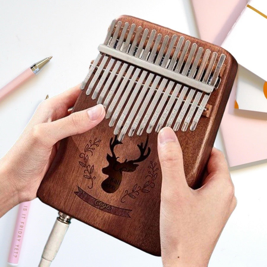 Electro-Acoustic KALIMBA Cega CKE01-EQ, 17 Keys, Acacia Wood, Hard Case and Accessories