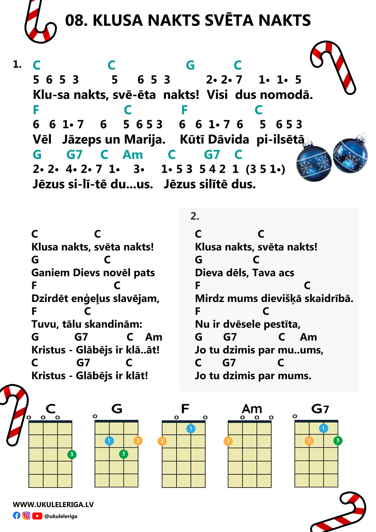 PDF Songbook CHRISTMAS SONGS (with numbers for zangos/calimbas and ukulele chords)