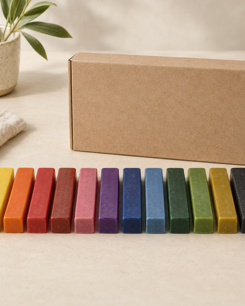 Beeswax crayons, 12 colours