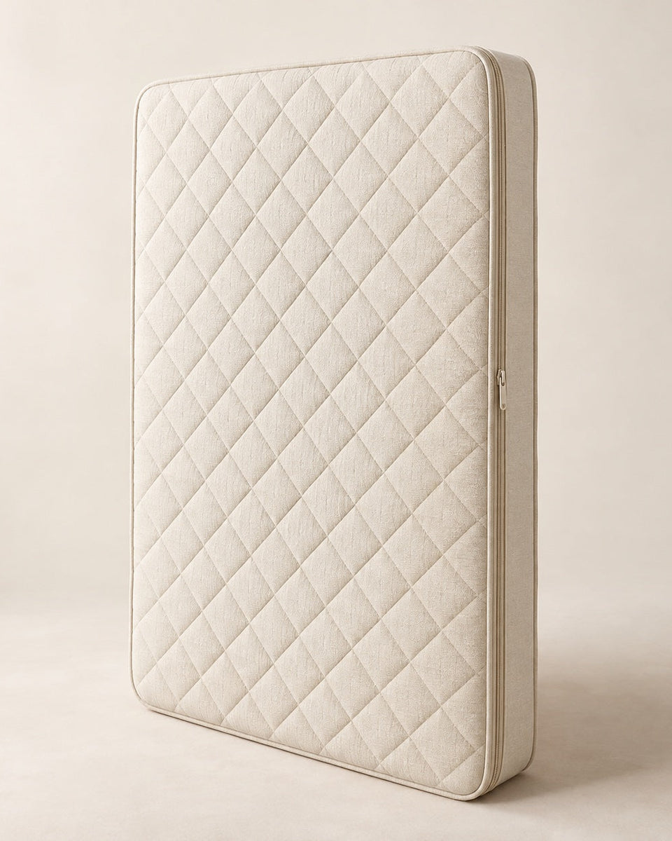 Cot mattress with removable organic cotton cover