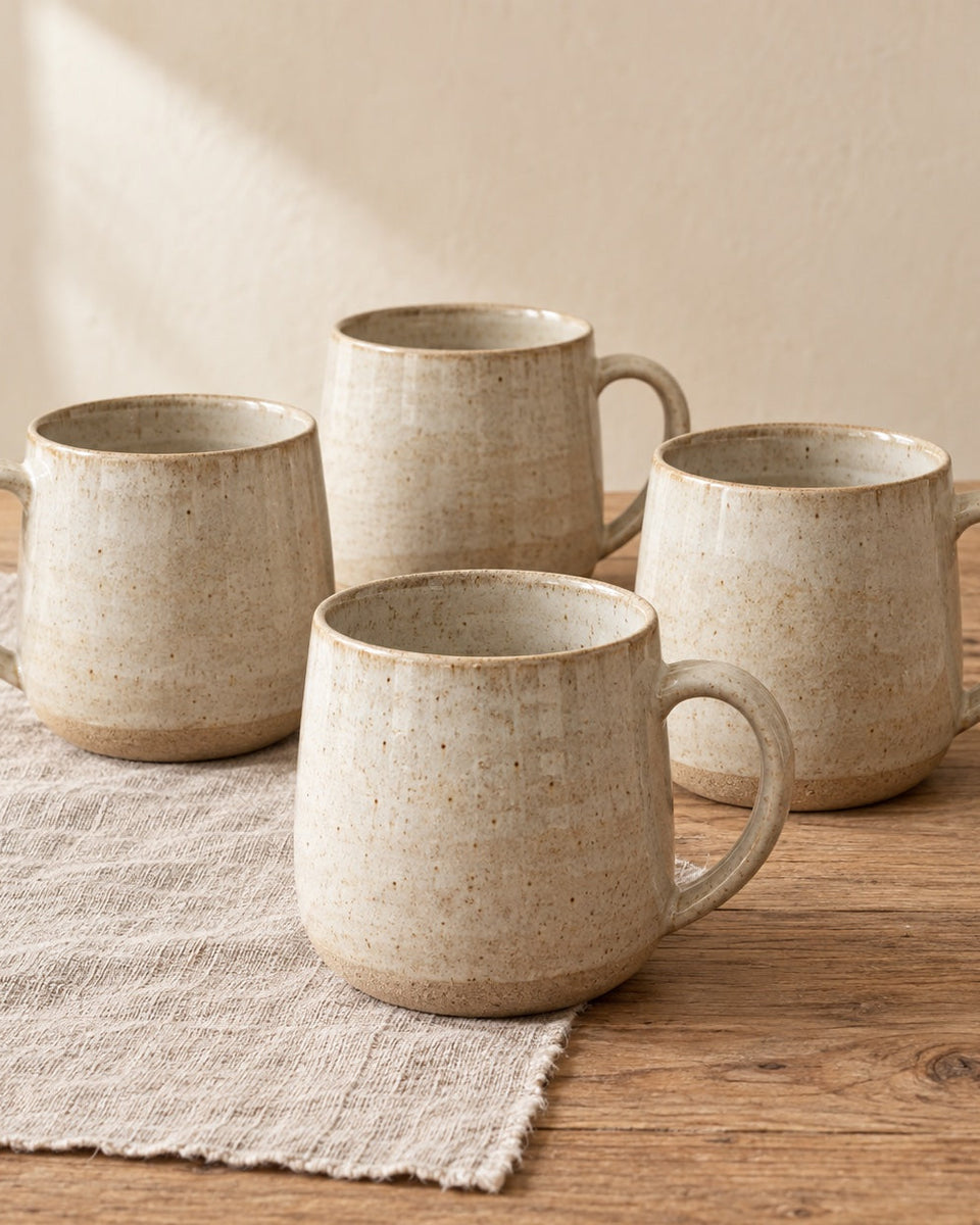 Hand-thrown ceramic mug set, 4 pieces