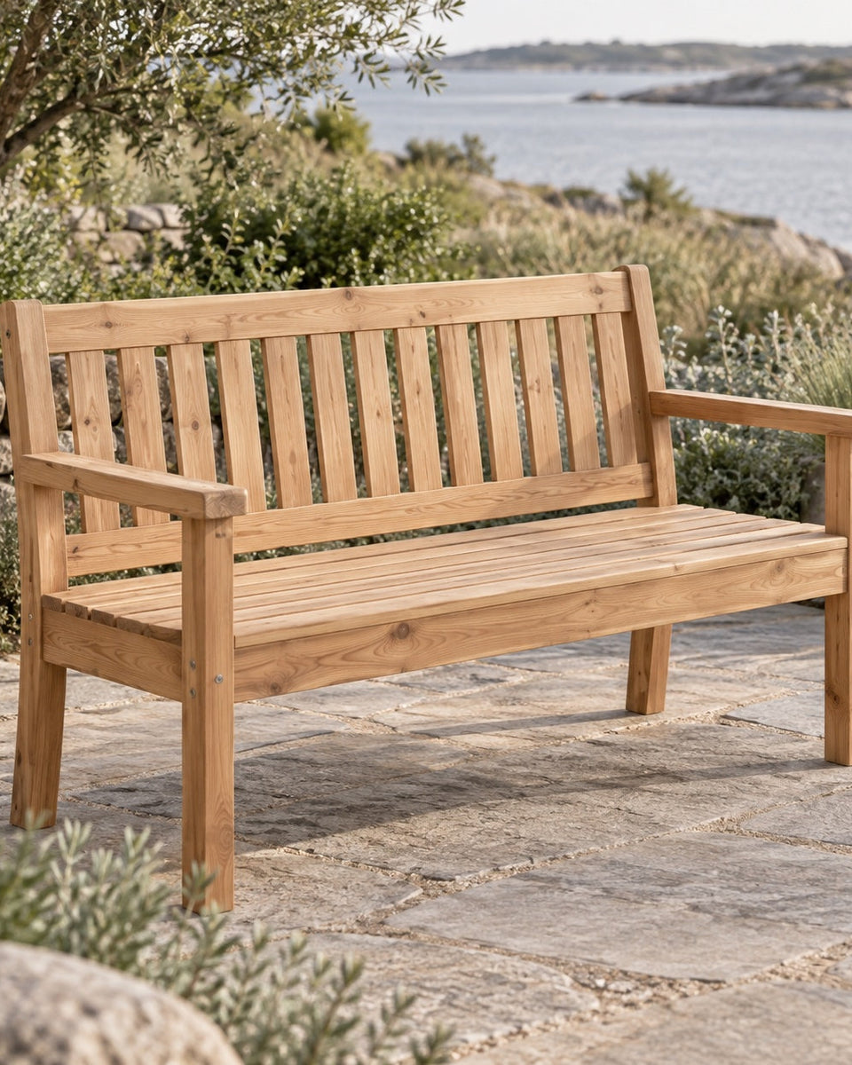 Larch garden bench with backrest, 150 cm