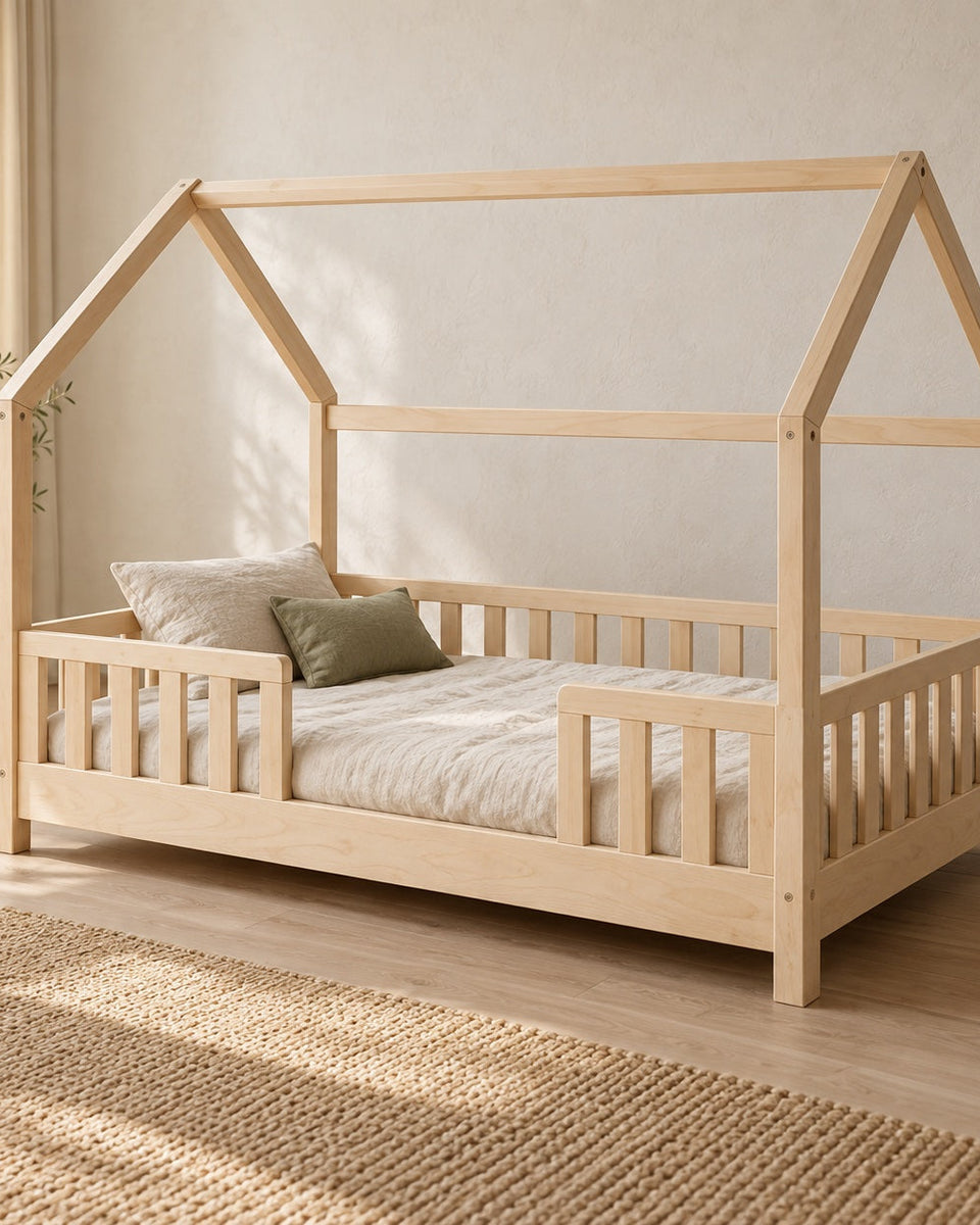 Montessori floor bed in solid birch