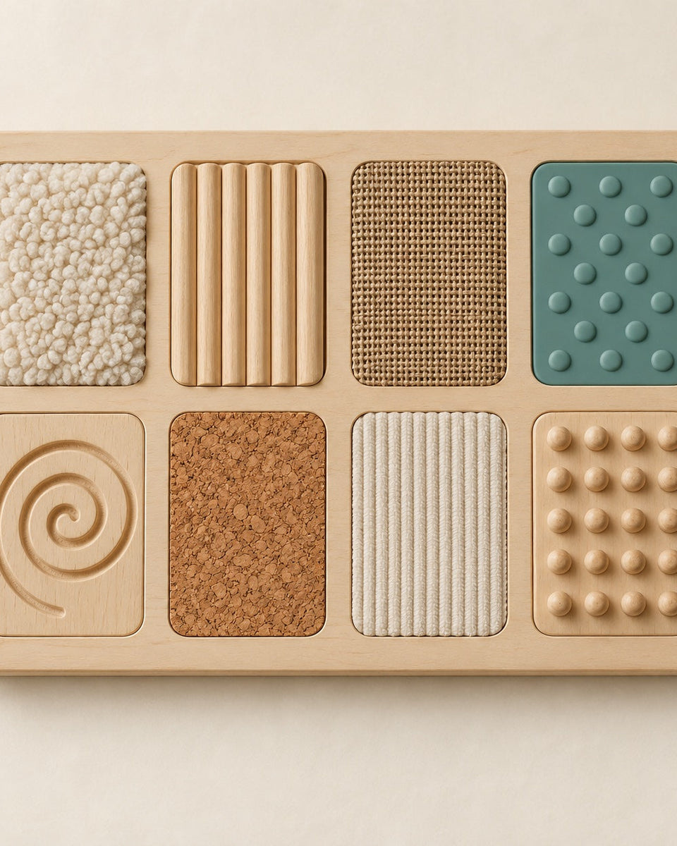 Sensory texture board with 8 panels